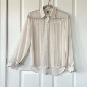 FARM Rio Sheer Cream Button Down Blouse